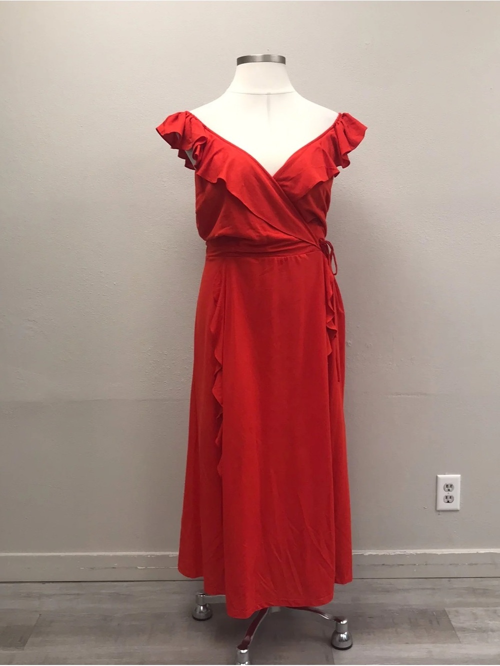 Nurode Ruffle Trim Wrapped Maxi Dress - Size 2X